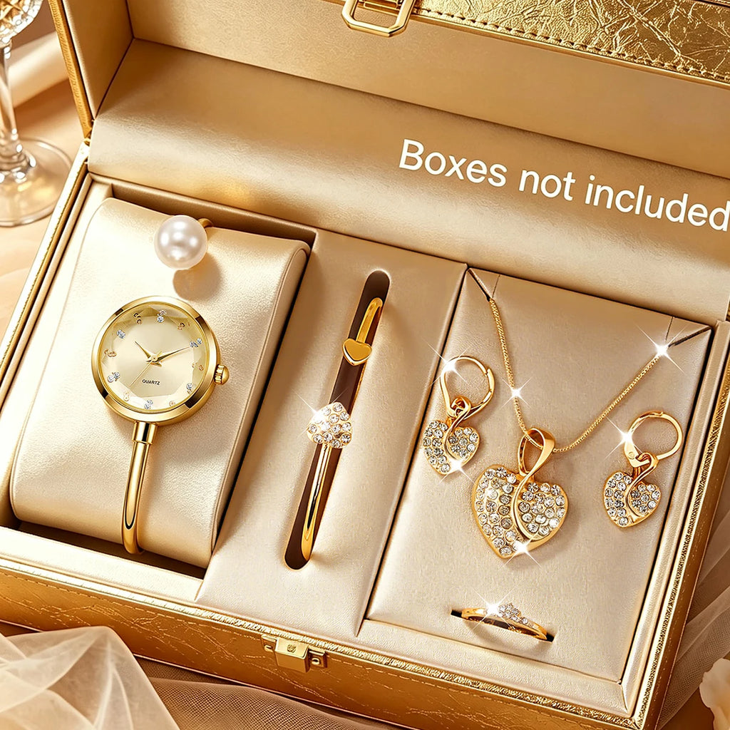 Women’s 6-Piece Heart Watch & Jewelry Set