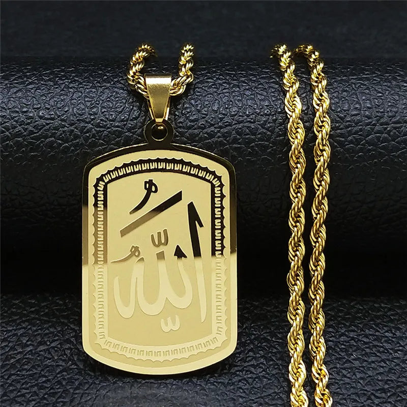 Islamic Allah Stainless Steel Gold Necklace