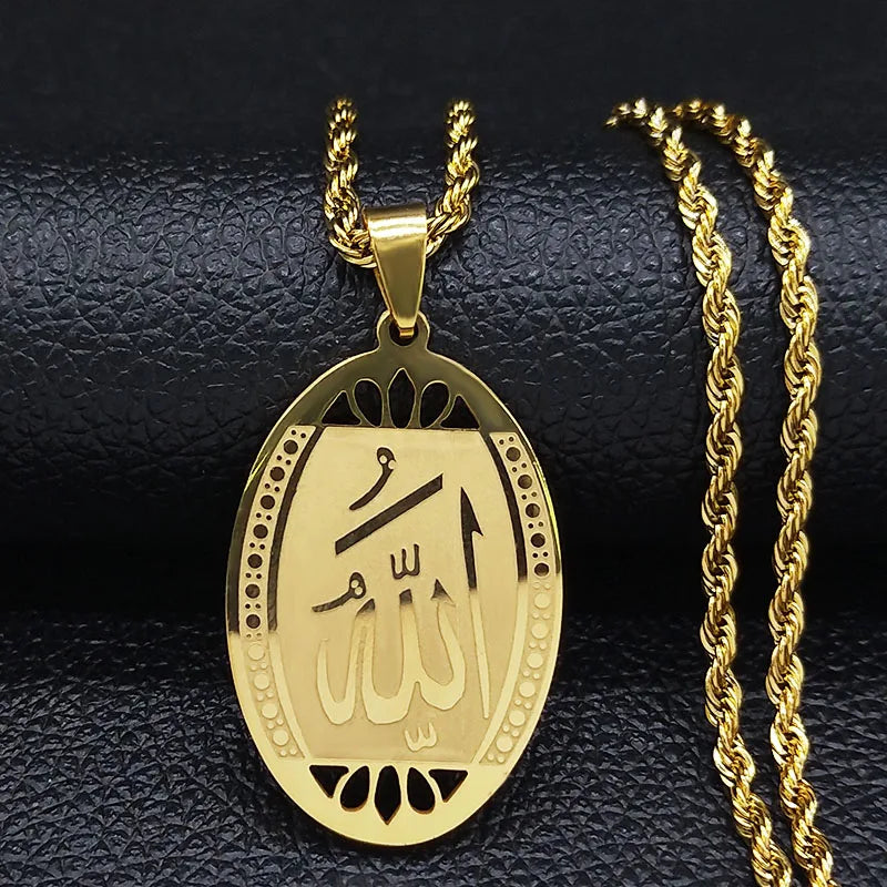 Islamic Allah Stainless Steel Gold Necklace