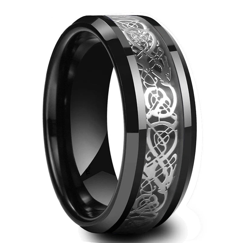 Red Celtic Dragon Stainless Steel Ring