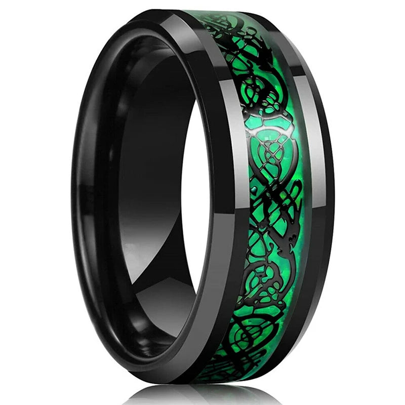 Red Celtic Dragon Stainless Steel Ring