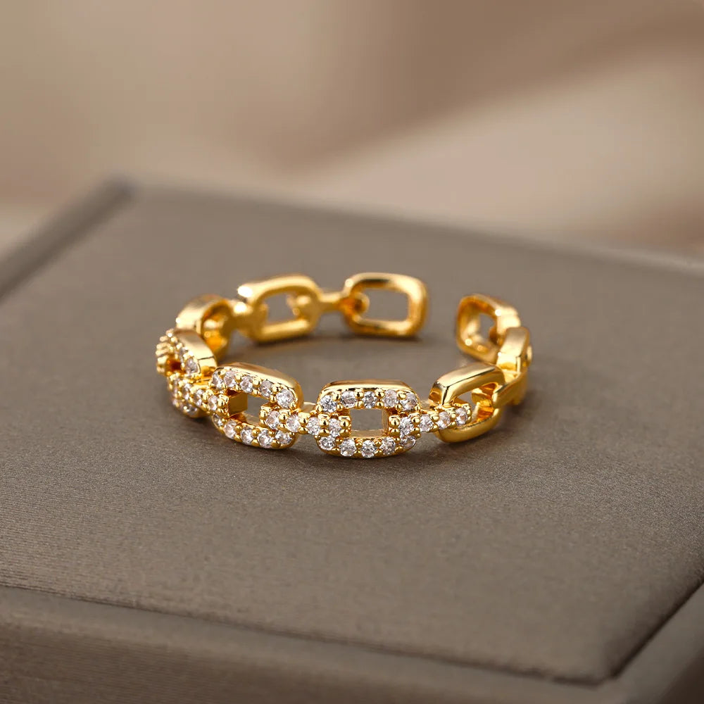 Zircon Twist Chain Ring for Women