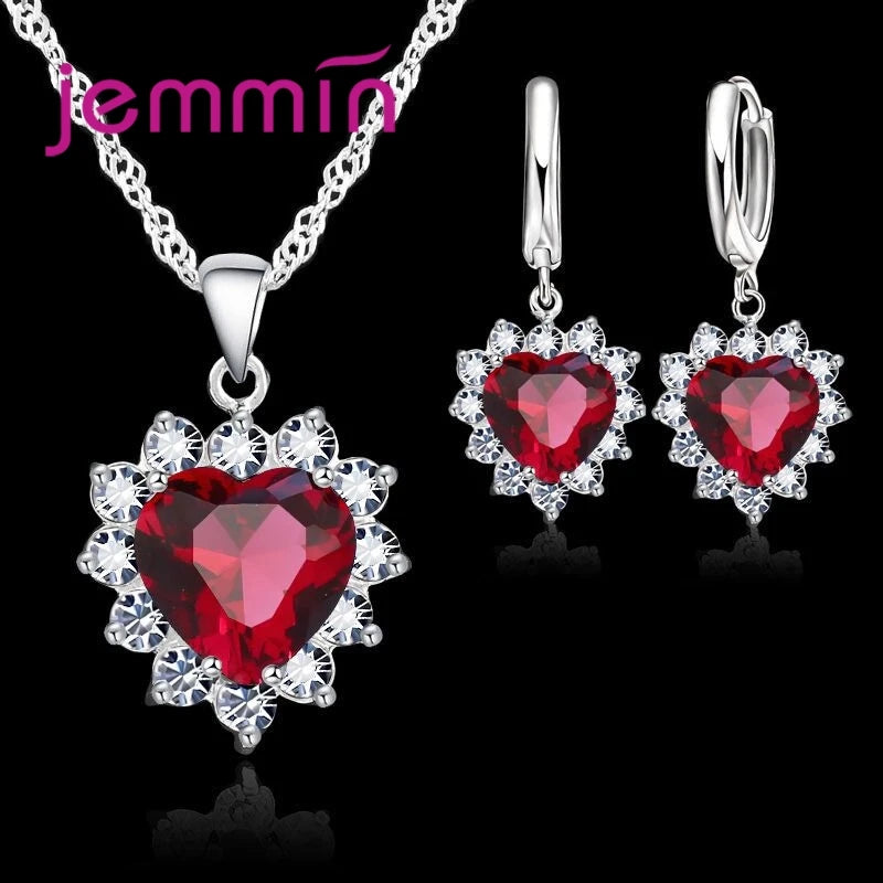 Heart Pendant and Hoop Earring Set