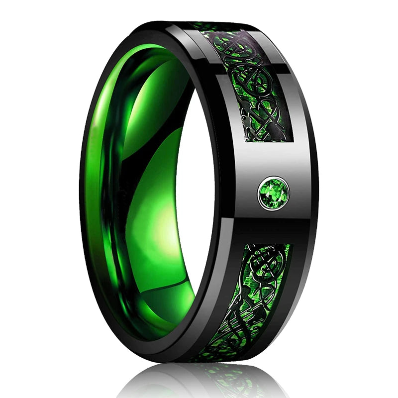 Red Celtic Dragon Stainless Steel Ring
