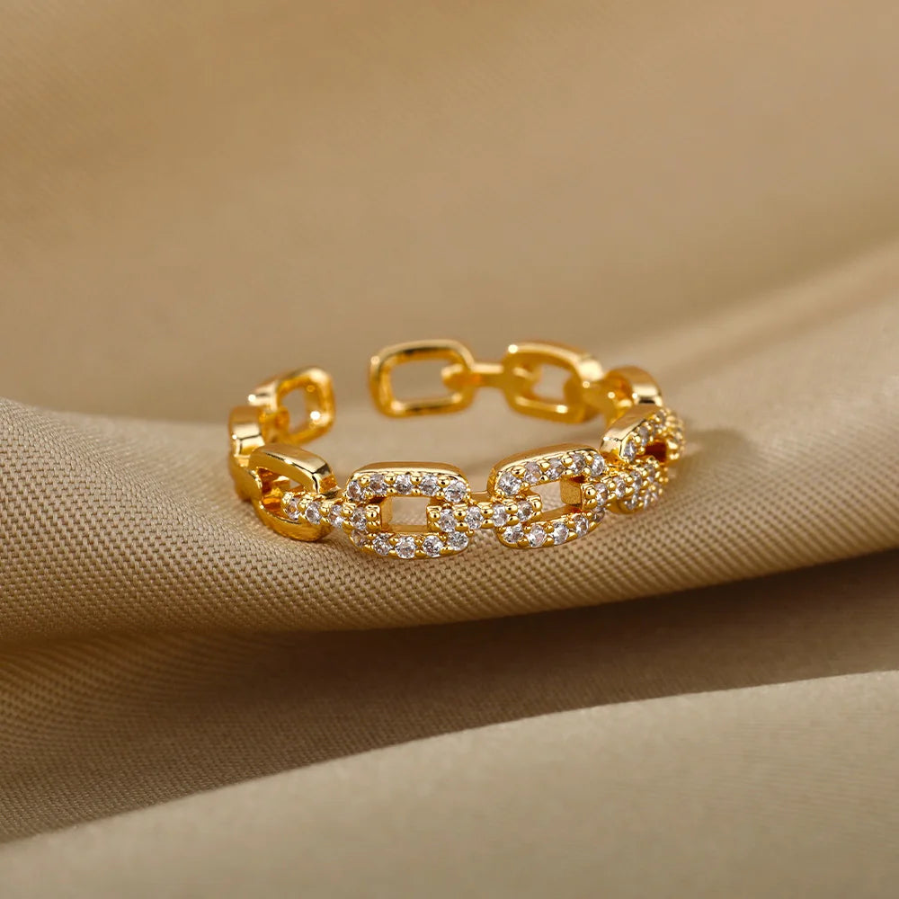 Zircon Twist Chain Ring for Women
