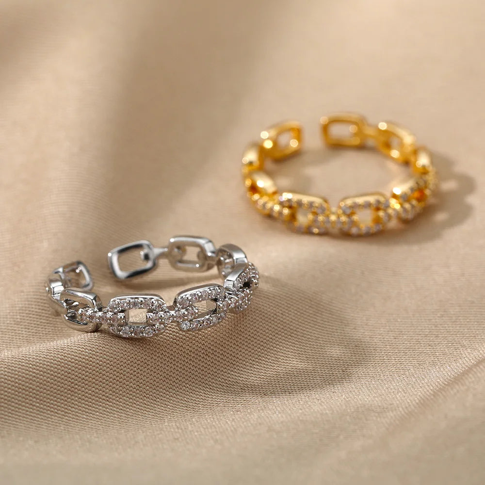 Zircon Twist Chain Ring for Women