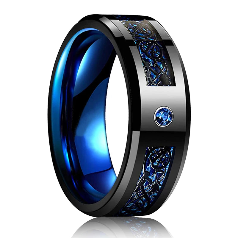 Red Celtic Dragon Stainless Steel Ring