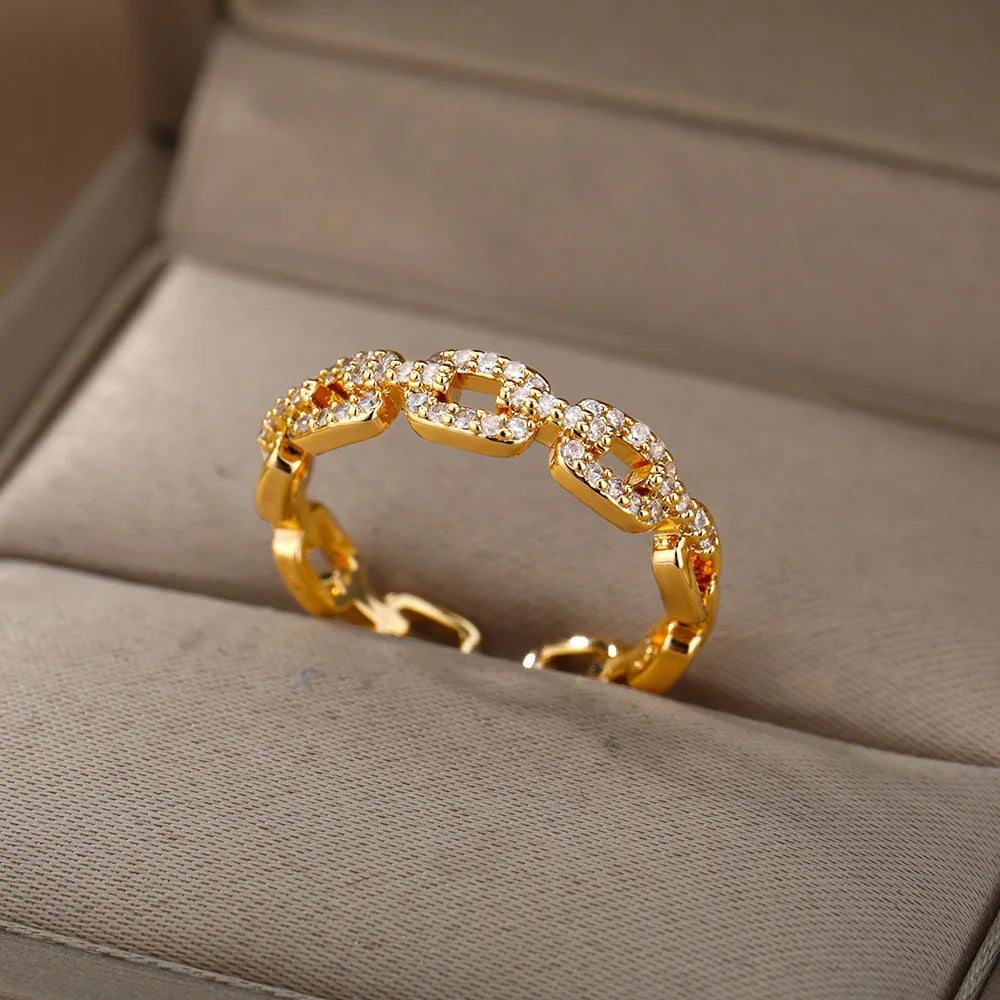 Zircon Twist Chain Ring for Women