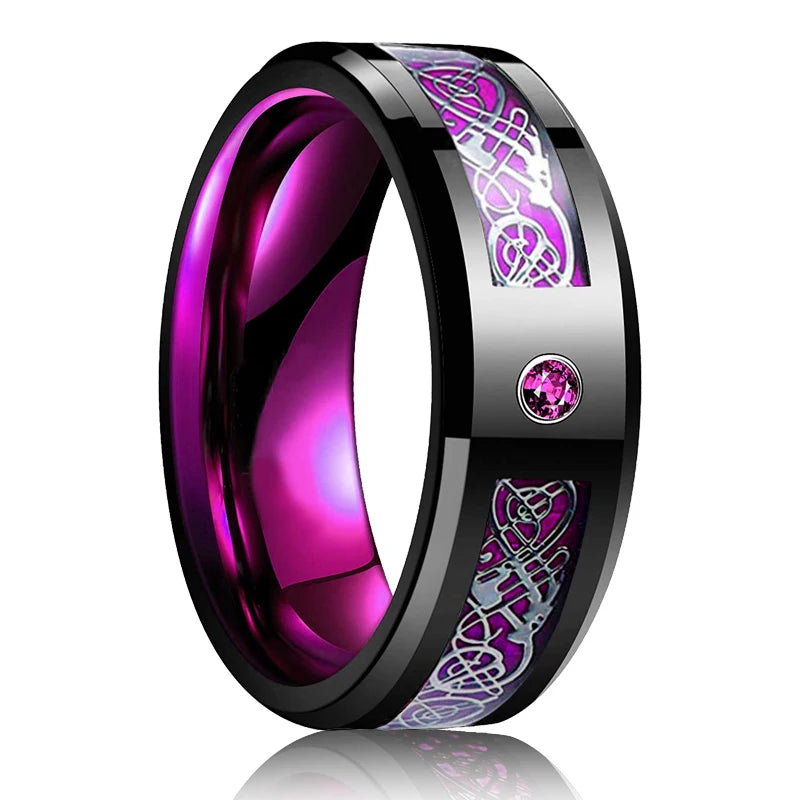 Red Celtic Dragon Stainless Steel Ring