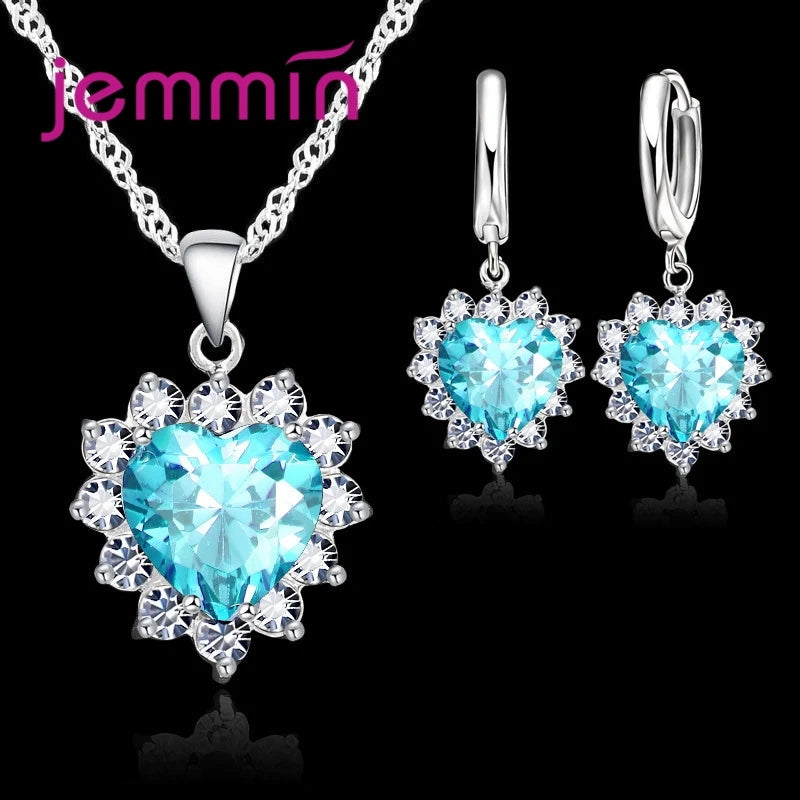 Heart Pendant and Hoop Earring Set
