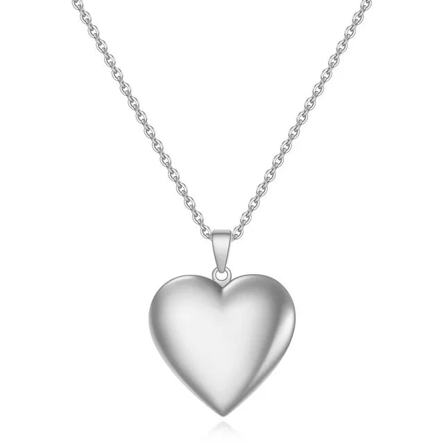 Floral Heart Locket Photo Pendant Necklace
