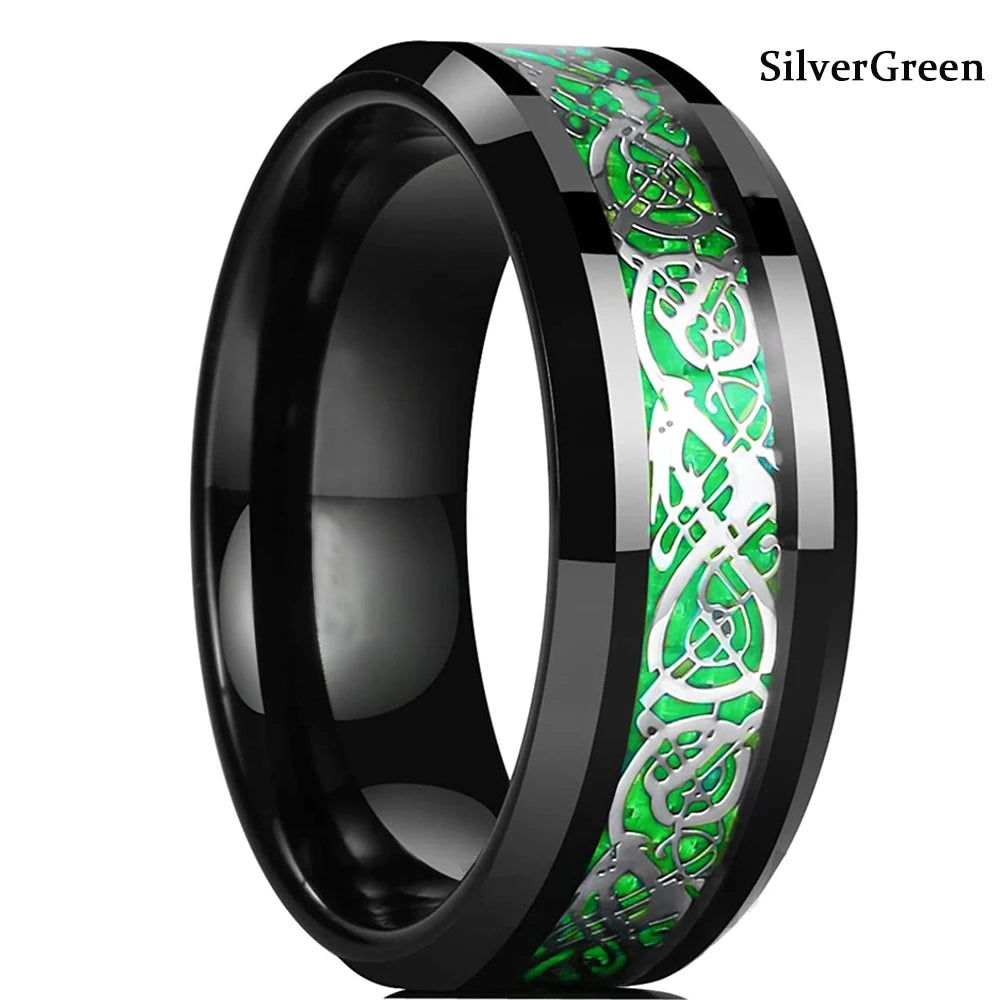 Red Celtic Dragon Stainless Steel Ring