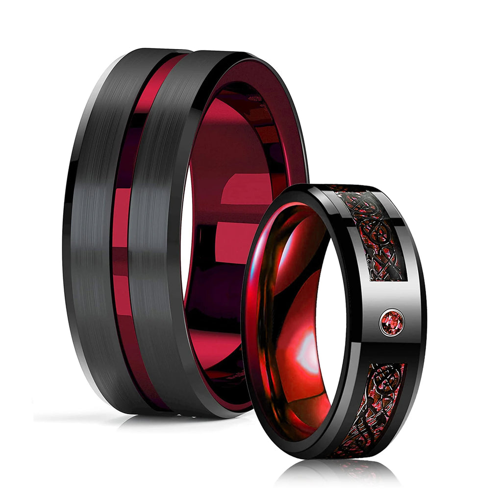 Red Celtic Dragon Stainless Steel Ring