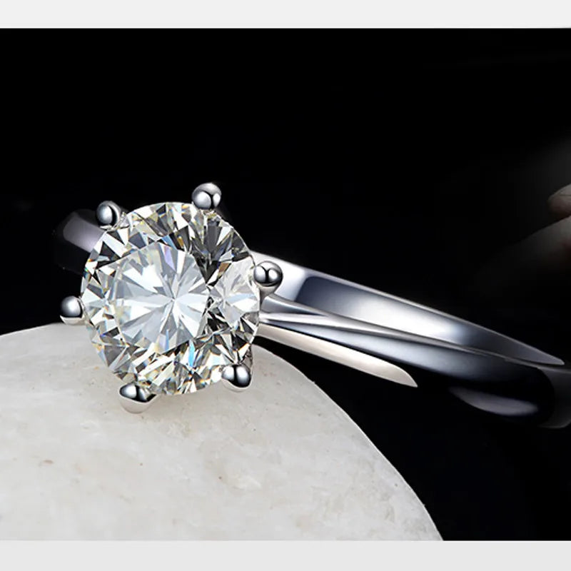 S925 Sterling Silver Crystal Wedding Ring