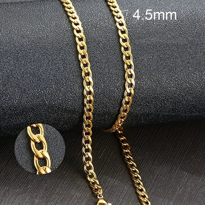 Vnox Men’s Black Gold Cuban Link Chain