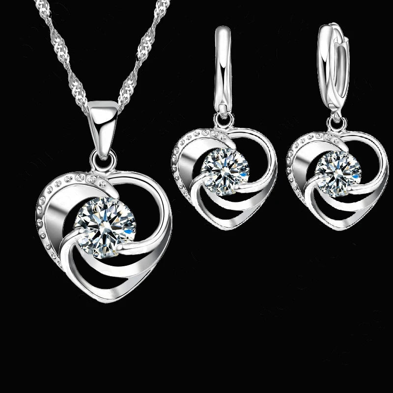 Heart Necklace and Earring Set