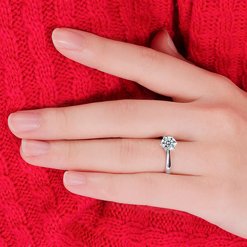 S925 Sterling Silver Crystal Wedding Ring