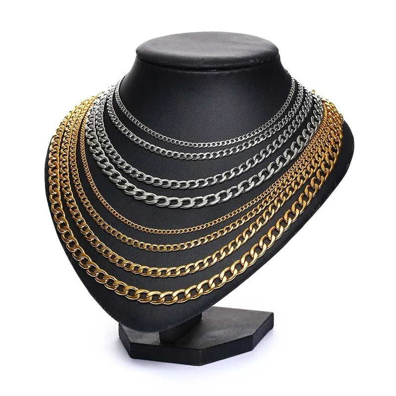 Vnox Men’s Black Gold Cuban Link Chain