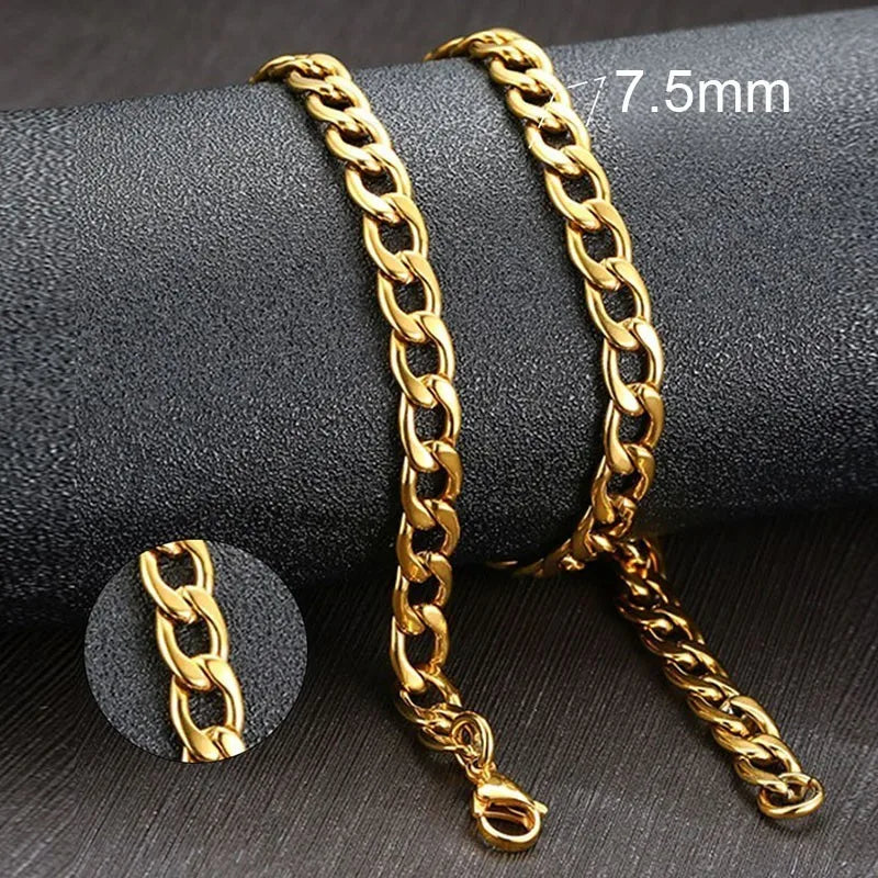 Vnox Men’s Black Gold Cuban Link Chain