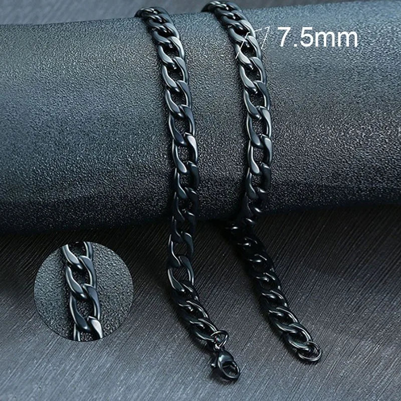 Vnox Men’s Black Gold Cuban Link Chain