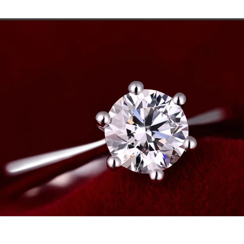 S925 Sterling Silver Crystal Wedding Ring