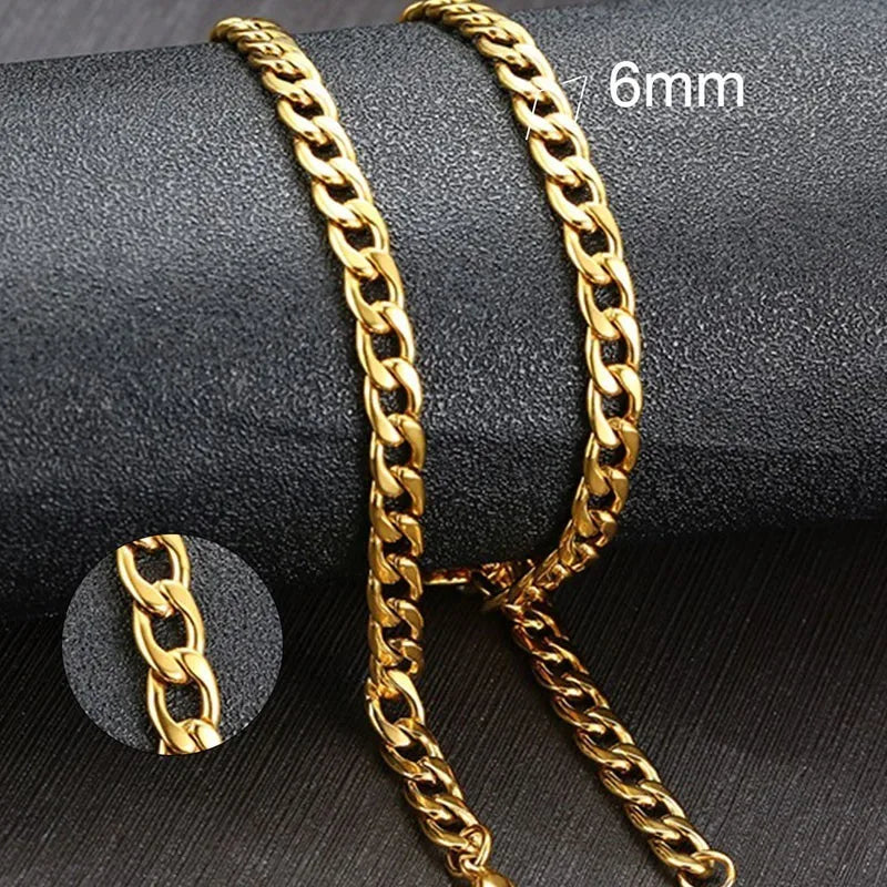 Vnox Men’s Black Gold Cuban Link Chain