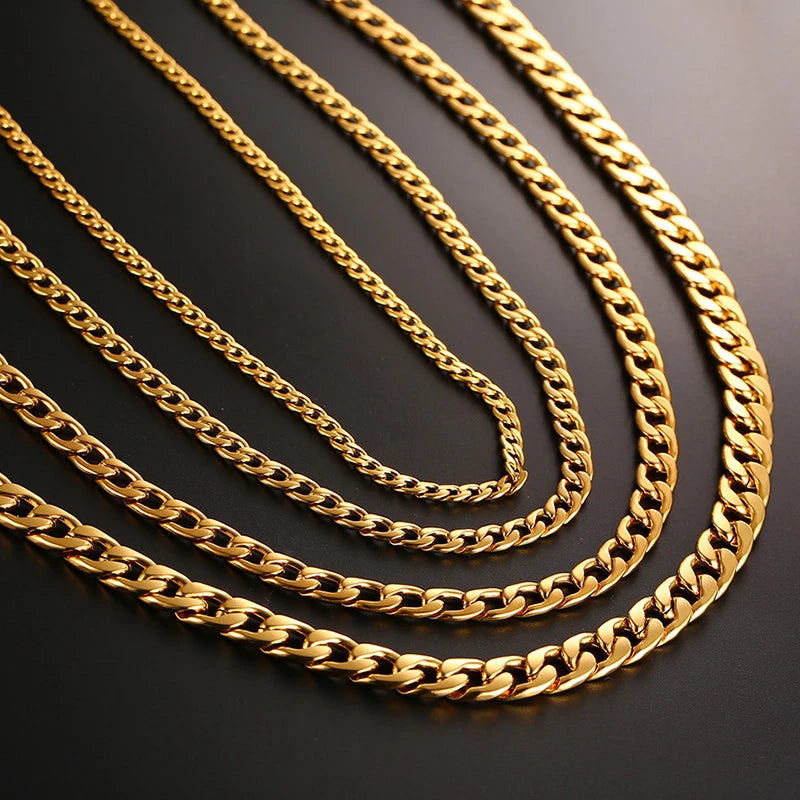 Vnox Men’s Black Gold Cuban Link Chain