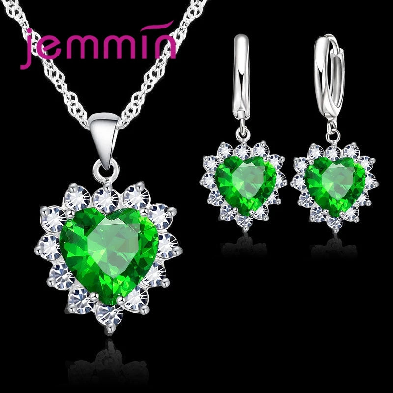 Heart Pendant and Hoop Earring Set