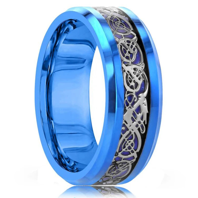 Red Celtic Dragon Stainless Steel Ring