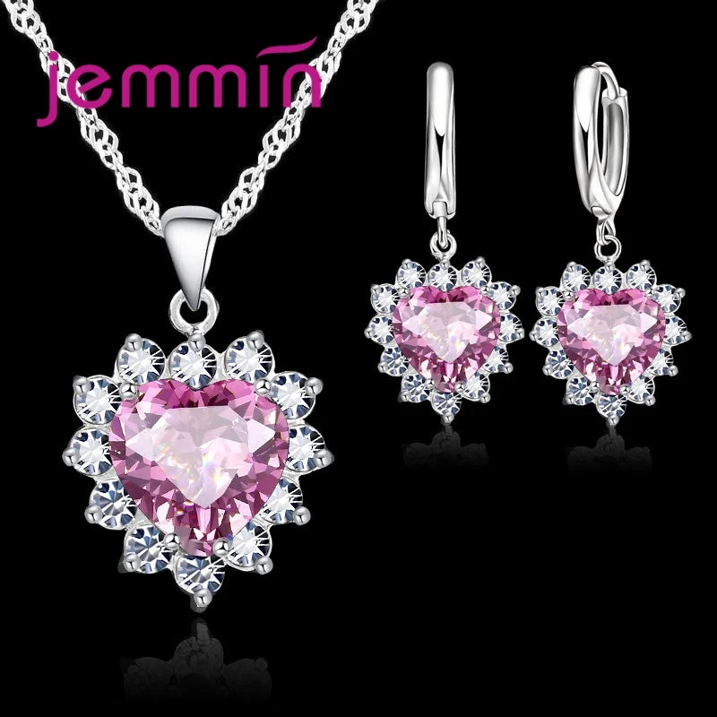 Heart Pendant and Hoop Earring Set