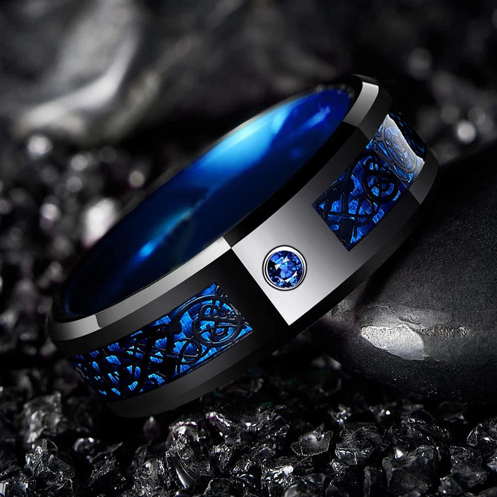 Red Celtic Dragon Stainless Steel Ring