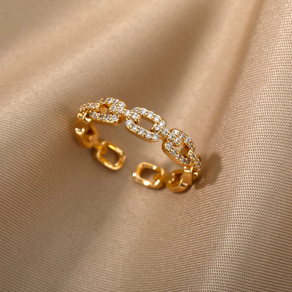 Zircon Twist Chain Ring for Women