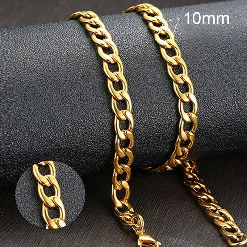 Vnox Men’s Black Gold Cuban Link Chain
