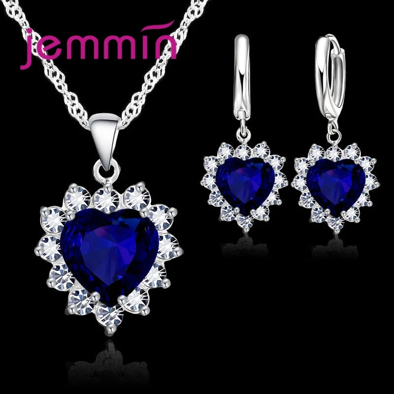 Heart Pendant and Hoop Earring Set