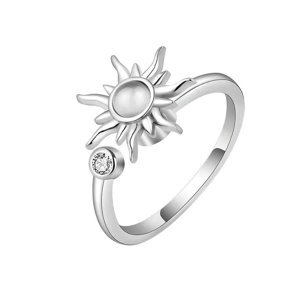 Sunflower Stainless Steel Spinner Fidget Ring