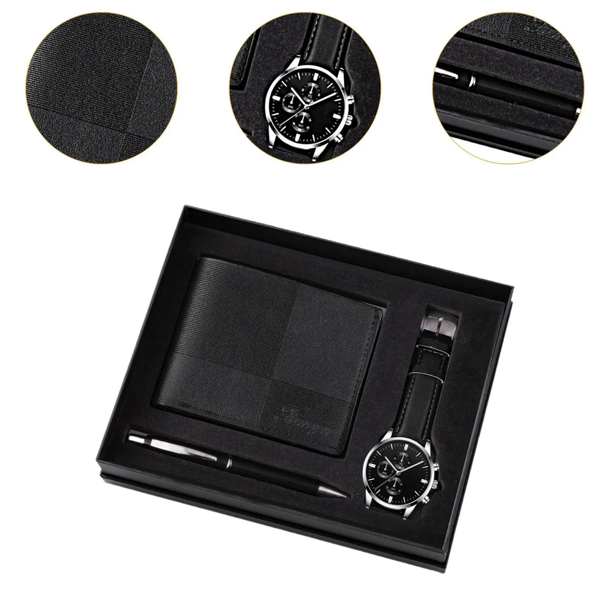 Men's Gift Set Combination Set Beautifully Decoration Watch Wallet Pen Set for Male Holiday Anniversary Fathers Day Couple