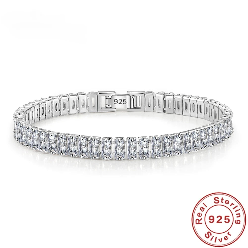 925 Sterling Silver Crystal Bracelet for Women – Elegant 18cm Design