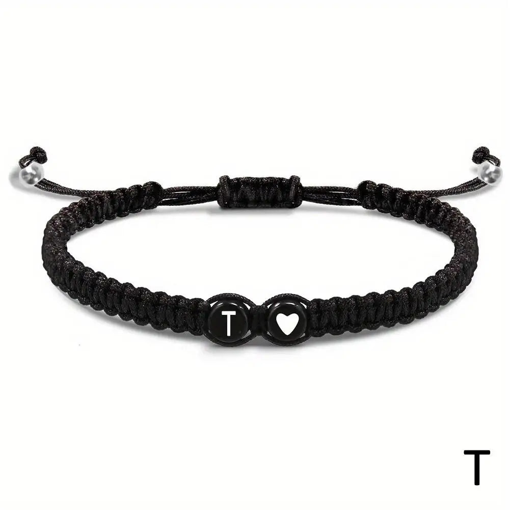 Initial Heart Bracelet – Adjustable A-Z Design for Men & Women