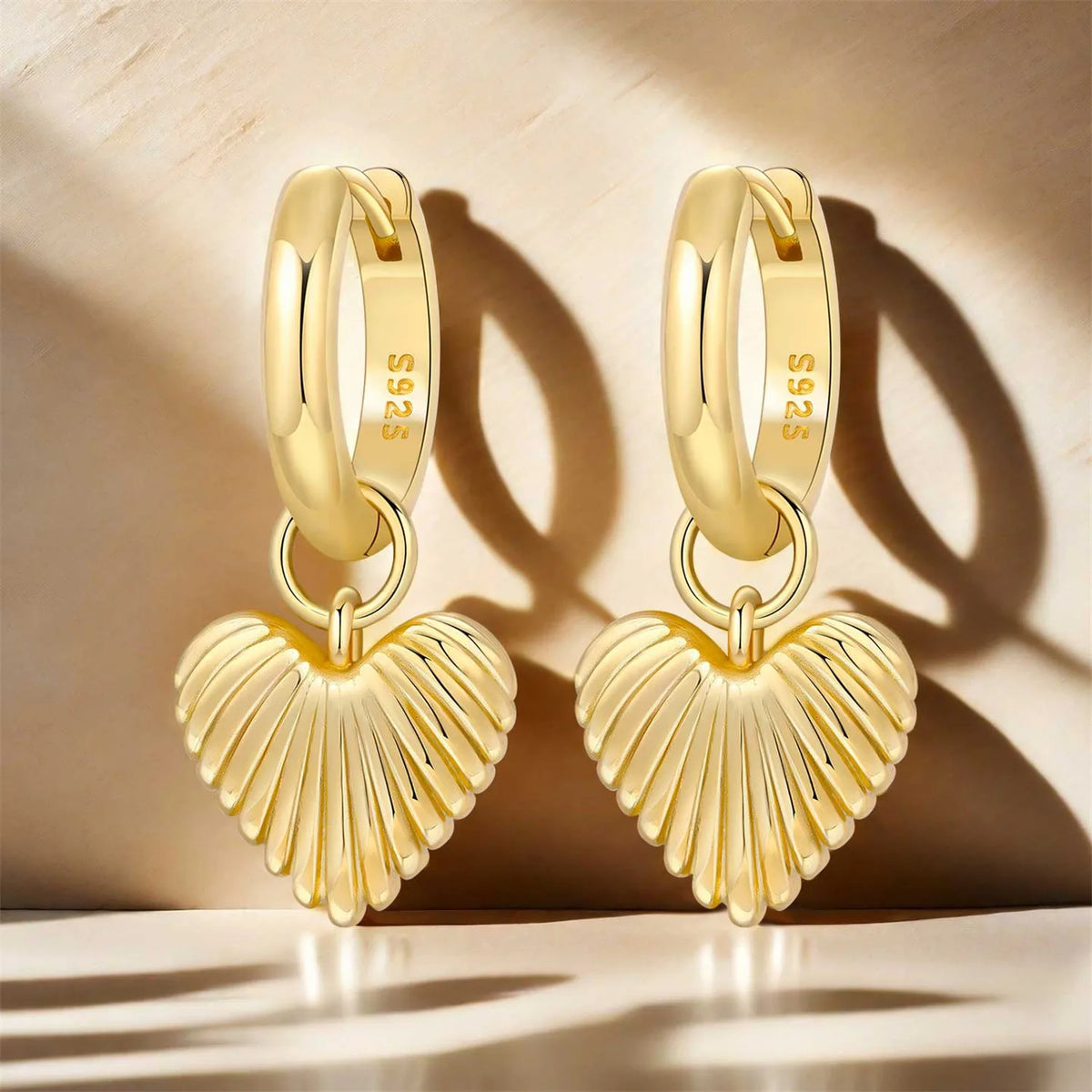 925 Sterling Silver 18K Gold-Finished Hoop Earrings