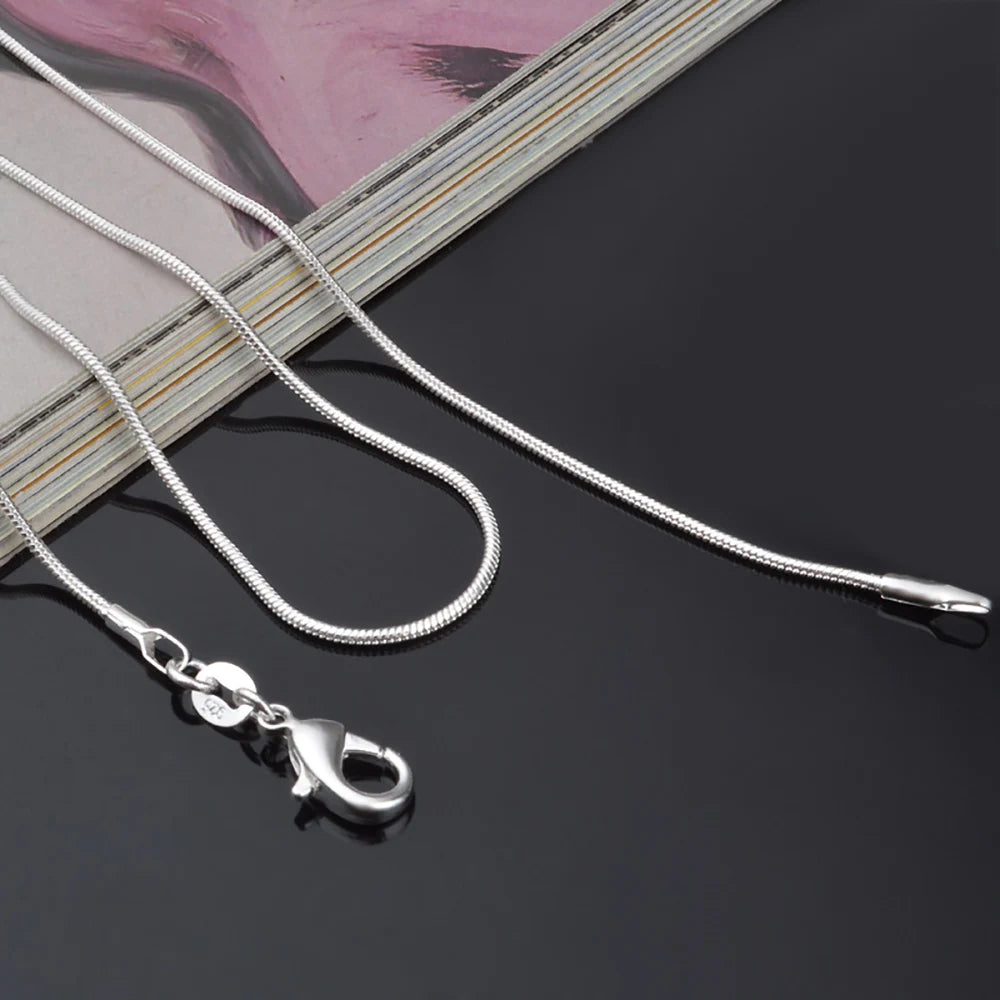 10Pcs Silver Plated 1mm Snake Chain Necklaces