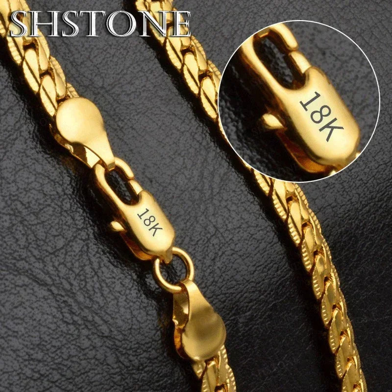 Gold Plated 925 Silver 6mm Full Sideways Necklace
