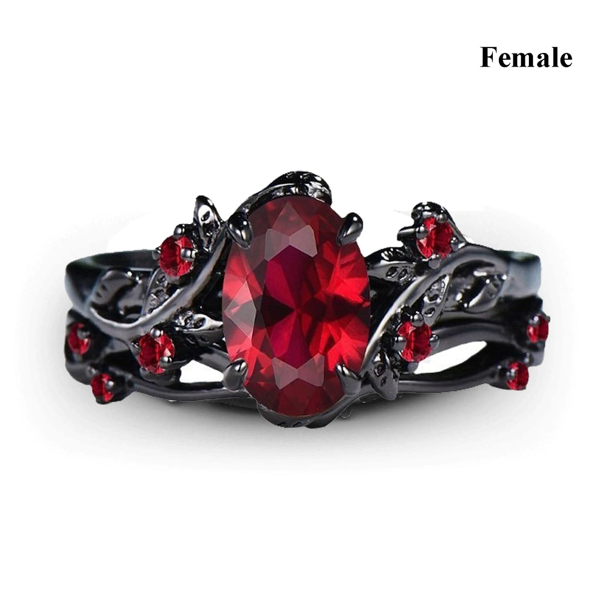 Romantic Red Rhinestone Celtic Dragon Ring Set