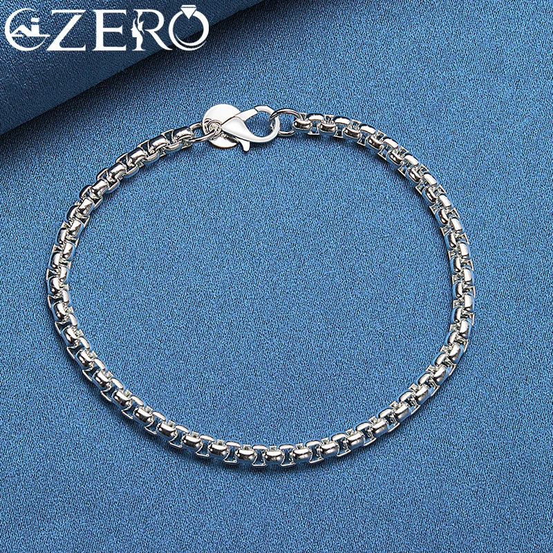 18K Gold-Finished 925 Sterling Silver 4 mm Box Chain Bracelet