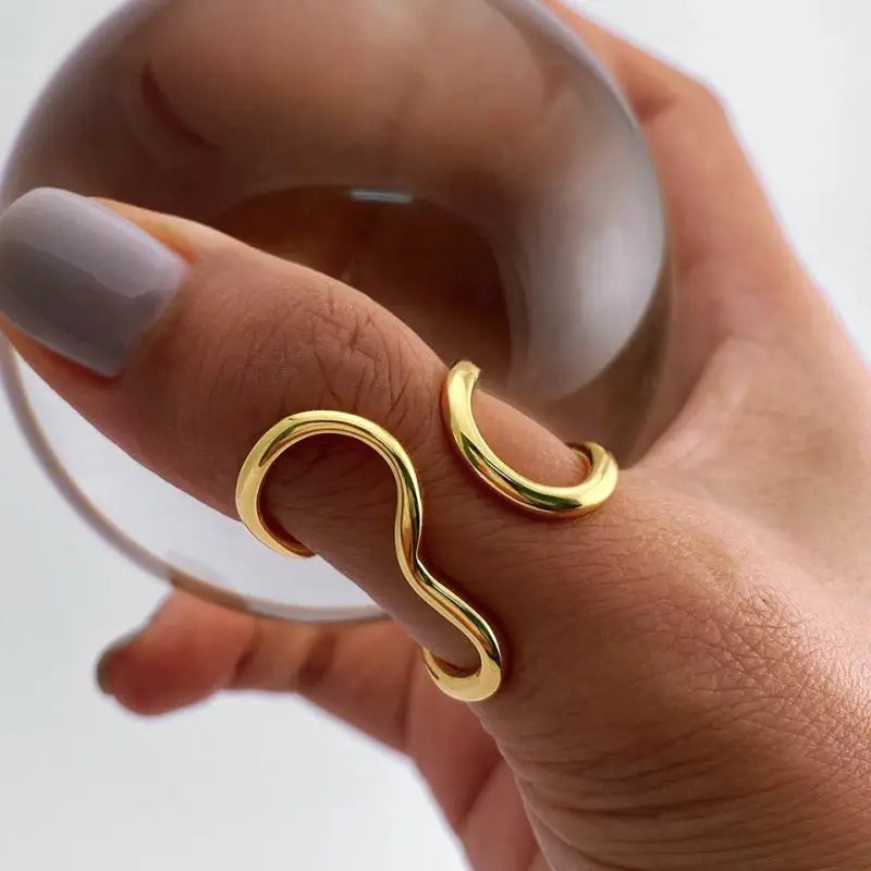 18K Gold Plated Stainless Steel Open Ring