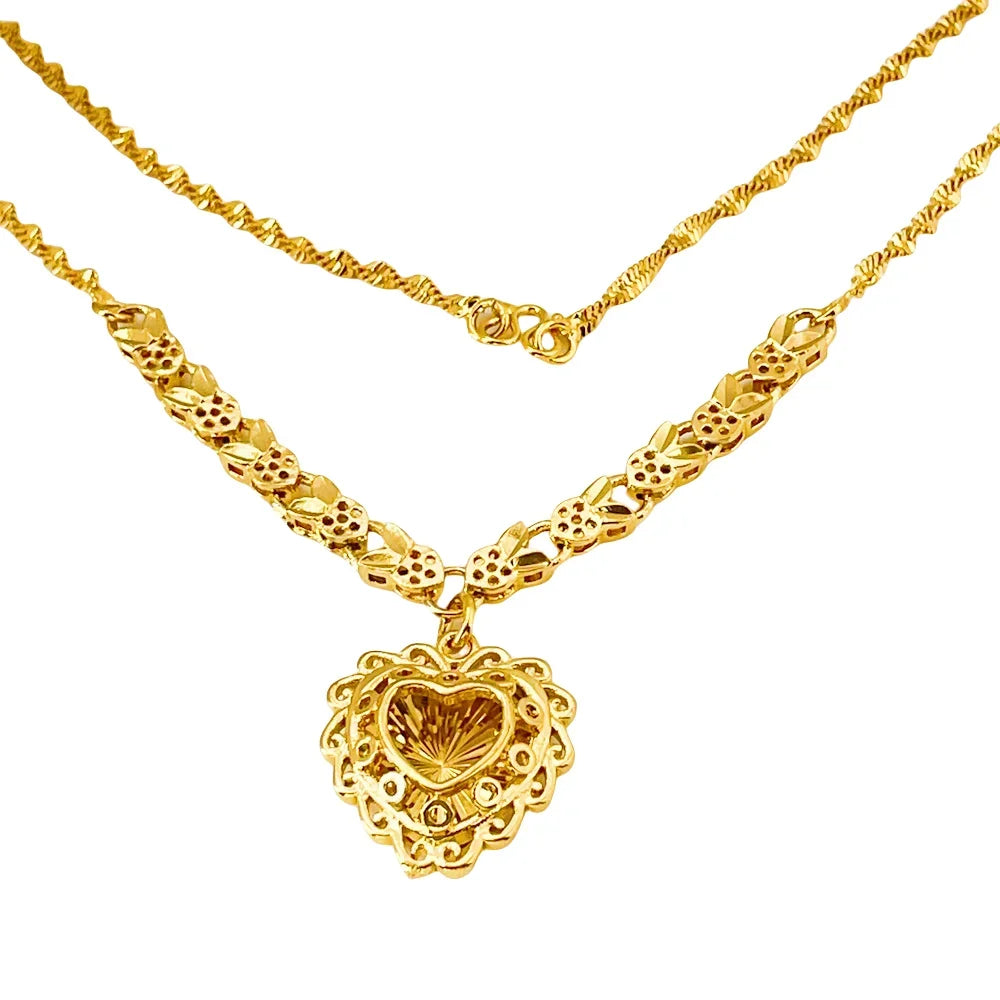 Gold Plated 925 Silver Love Heart Pendant Necklace