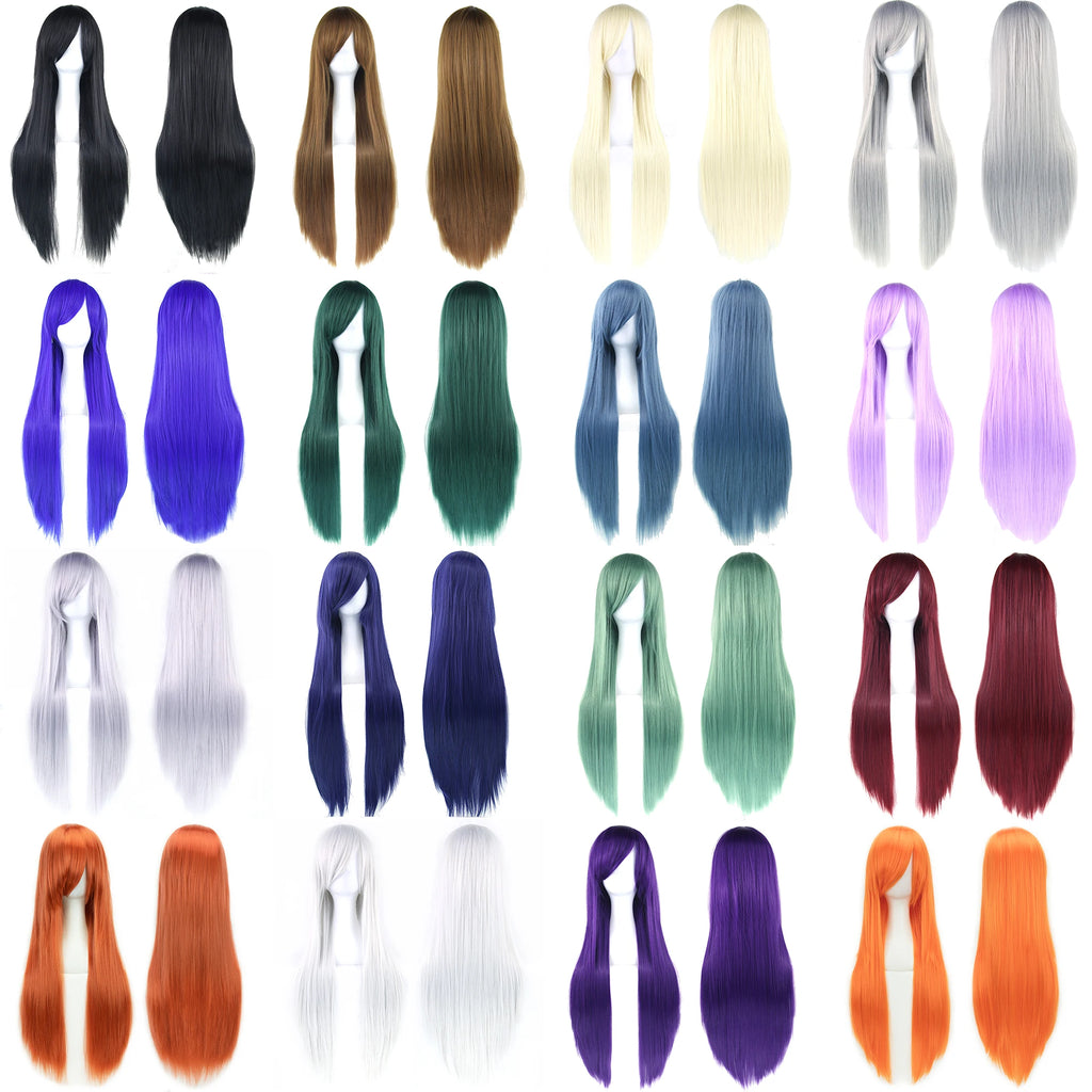 Long Straight Party Wig, 80 cm
