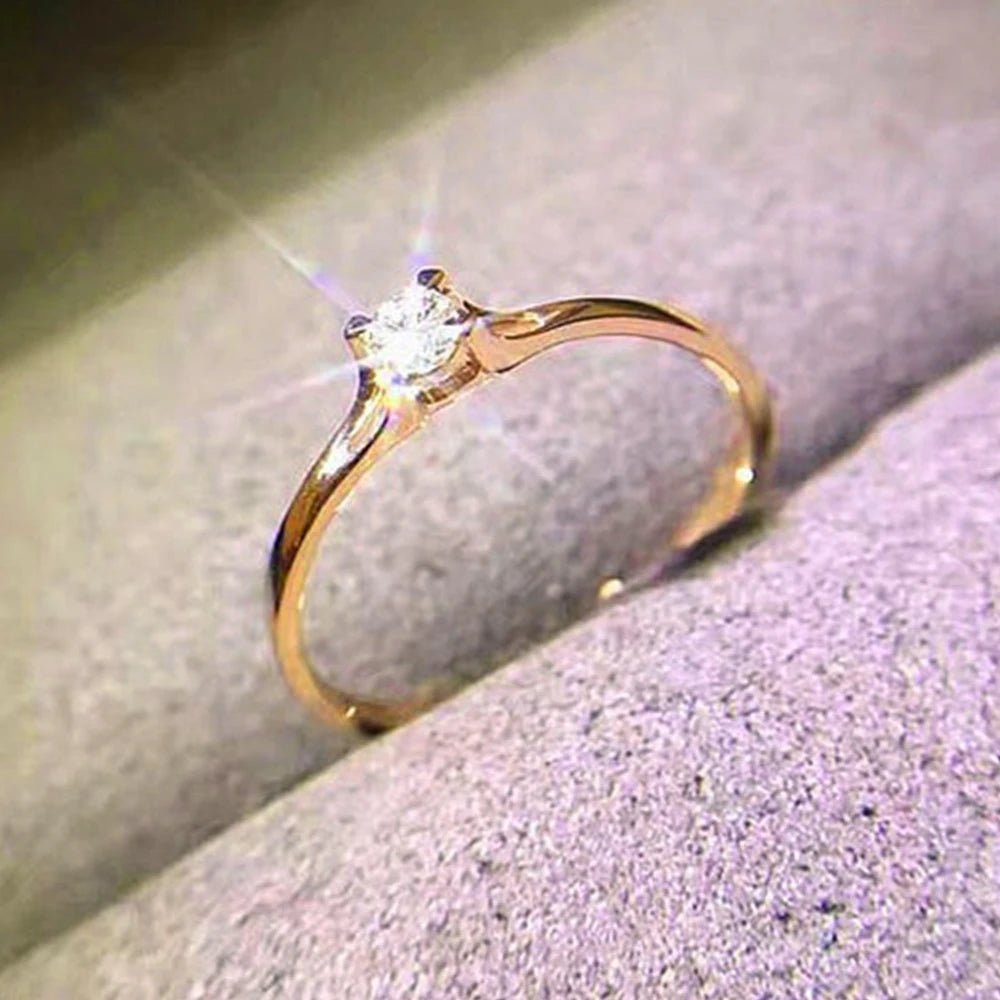 Minimalist 4mm Cubic Zirconia Wedding Ring