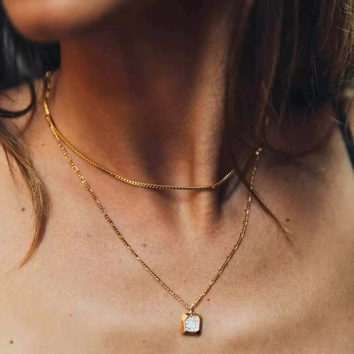 Gold Stainless Steel Box Chain Necklace 1.2mm