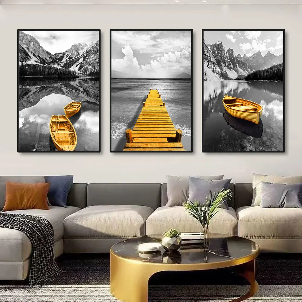 3-Piece Lake Landscape Canvas Wall Art