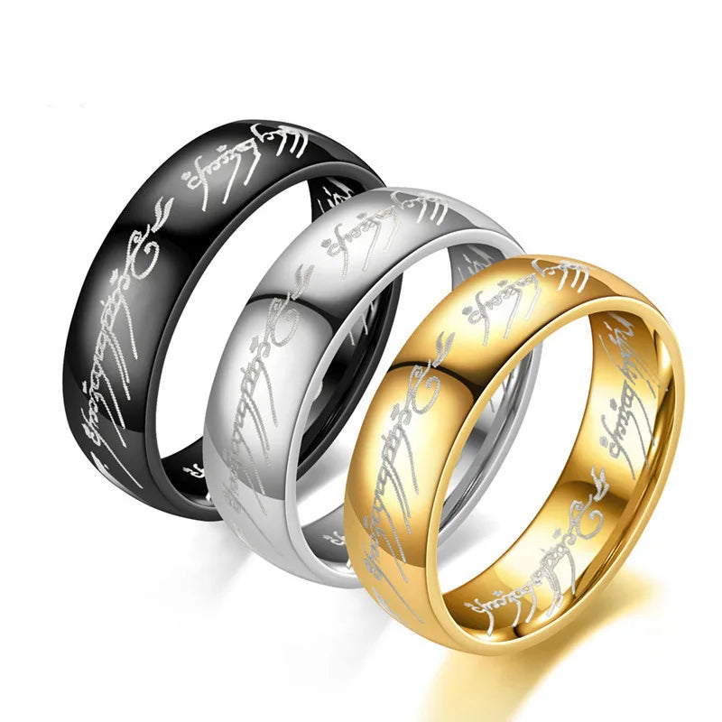 6mm Stainless Steel Laser Engraved Couple Rings